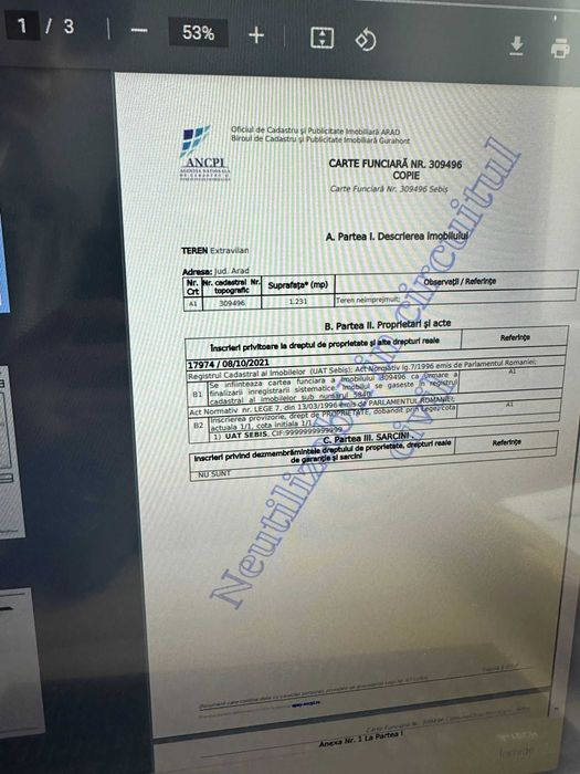 Teren intravilan SEBIS (fosta ferma) 2.200 mp