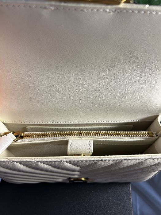 Geanta Pinko Nappa Leather White cream