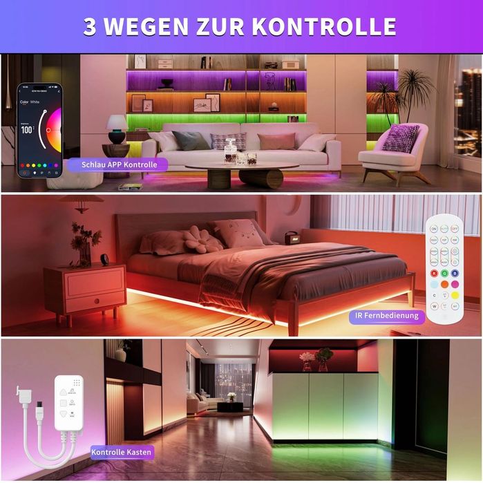 Wifi RGB COB LED лента с регулируема цветна светлина