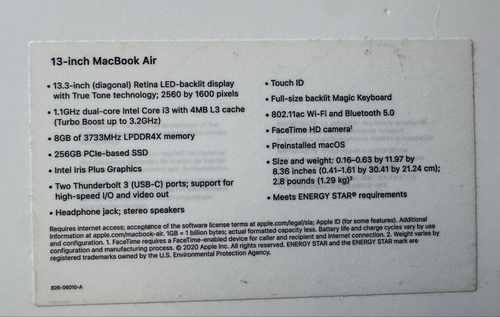 Macbook air 13 2020 года