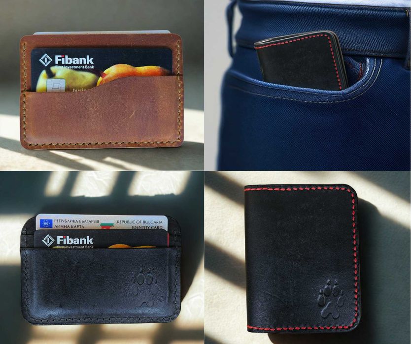 Мъжки кожен портфейл тип картхолдър