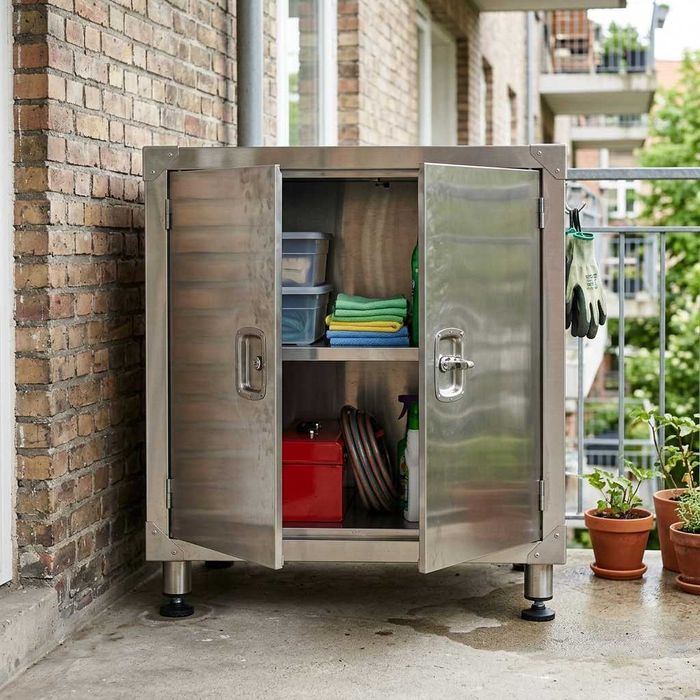 Металлическая тумба из нержавейки Шкаф на балкон Temir shkaf