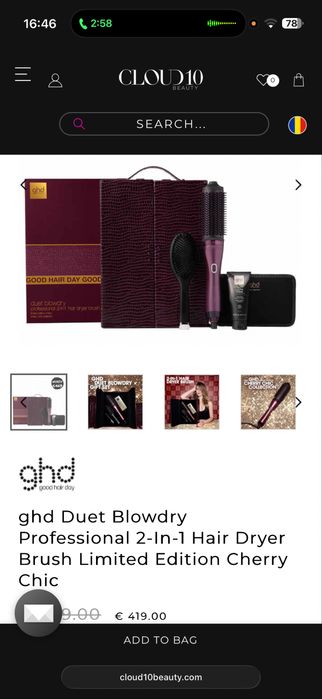 Ghd Duet Blowdry Professional 2-In-1 Hair Dryer Brush Limited Edition