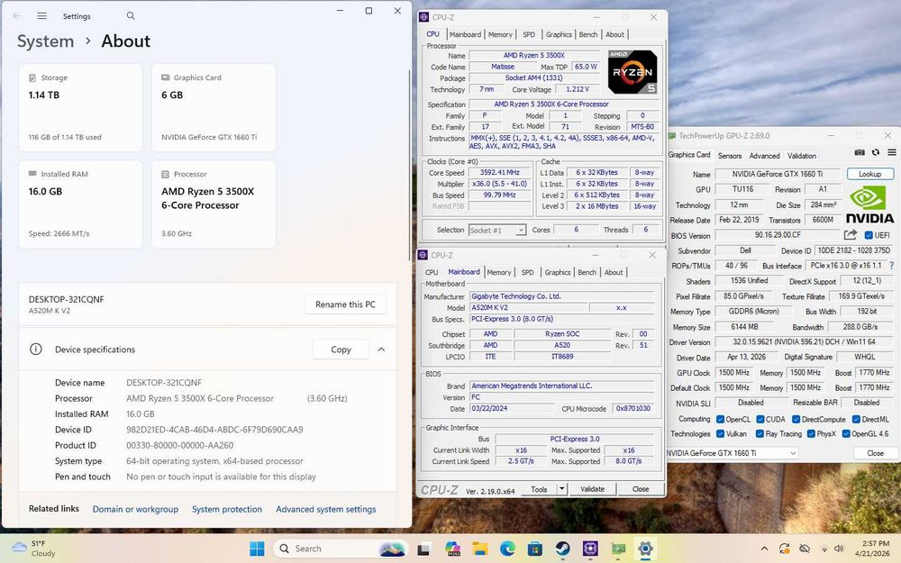 Unitate PC sk AM4 AMD Ryzen 5 3500X GTX 1660 Ti 6GB
