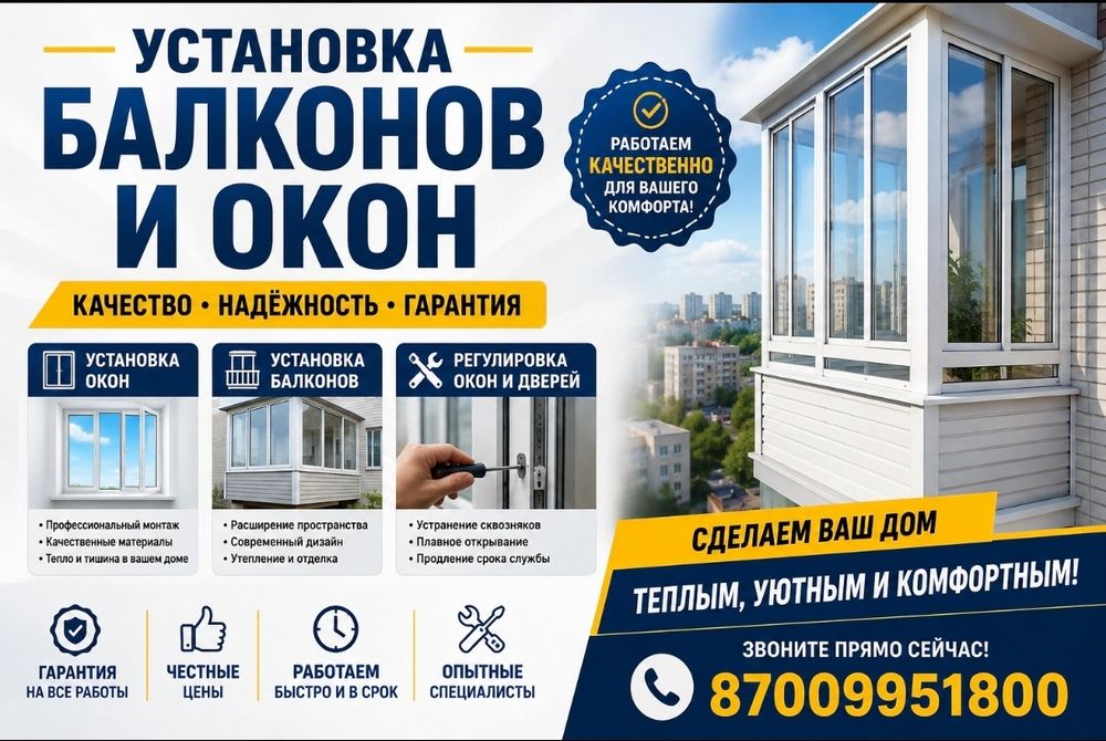 Установка балконов и окон