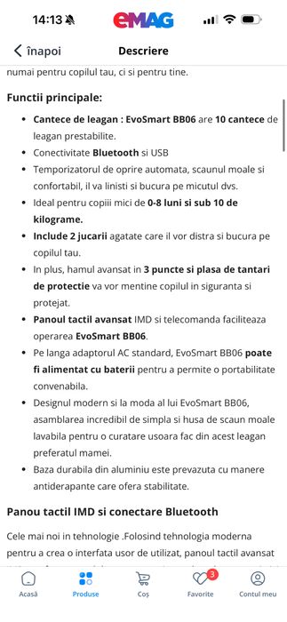 Leagan electric bebelusi