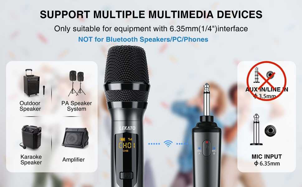 Професионални микрофони LEKATO K380S 2.4G безжичен комплект