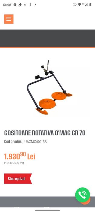 Vând cositoare rotativa O mac
