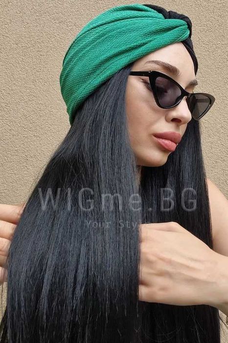 Дълга черна лейс фронт перука Катрин