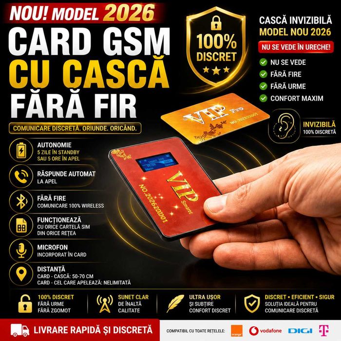 Card GSM si Microcasca Japoneza - Casca de copiat invizibila, fara fire