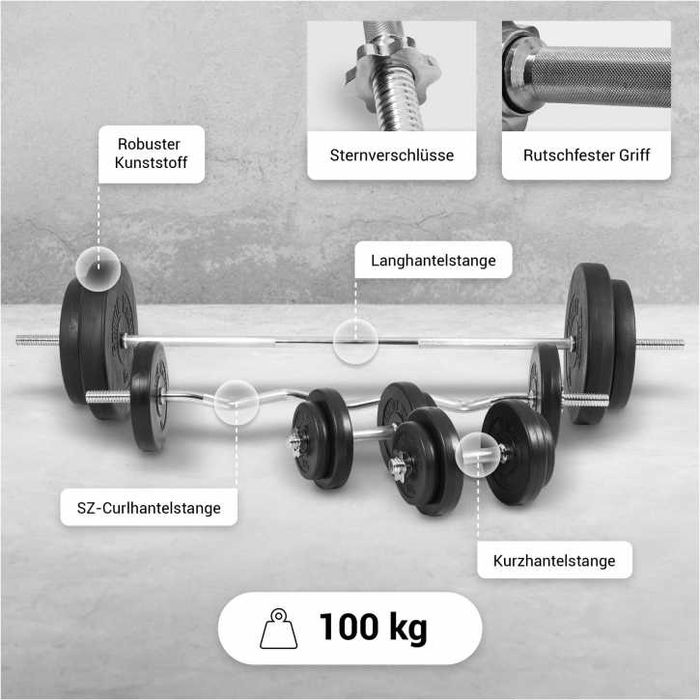 Set banca scott inclitat / declinat + greutati ciment 100kg