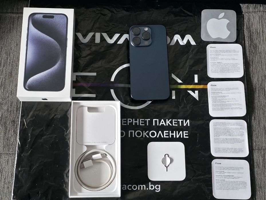 128GB iPhone 15 Pro Гаранция Vivacom 2025г. Blue Titanium / Син