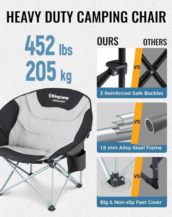 KingCamp Moon Chair, сгъваем къмпинг стол, здрав, подплатен