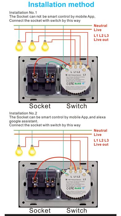 Ewelink wi-fi суич за стена + контакт