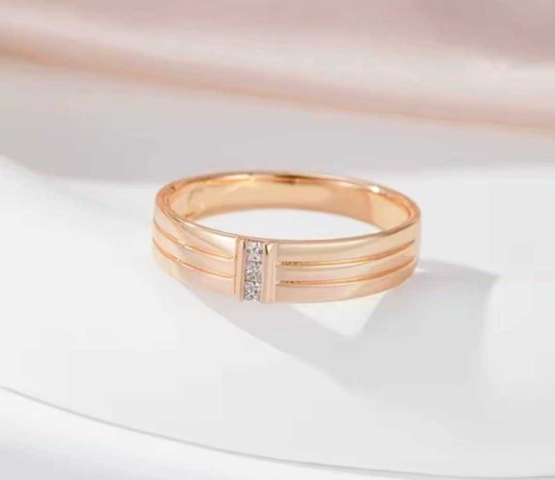 GR14,inel placat aur 14k,model unisex, nou/marcat, zirconii albe