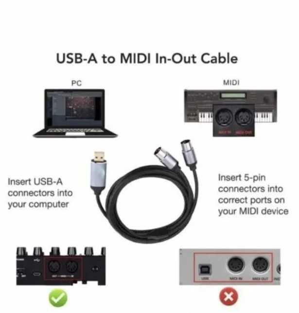 Midi-USB кабель двухметровый