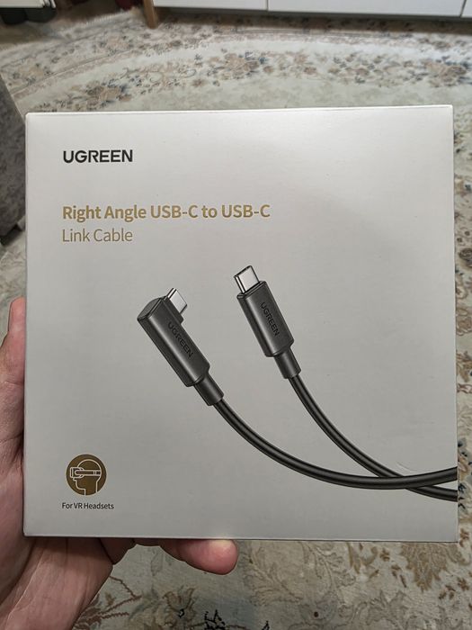 Кабель UGREEN USB-C to USB-C Link Cable 5 м угловой 90° для VR, зарядк