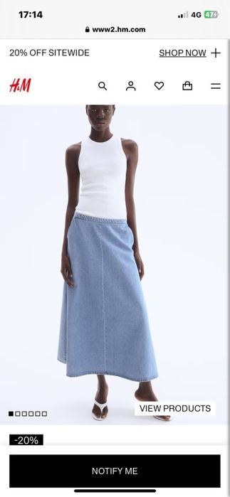 Юбка из джинсового хлопка h&m