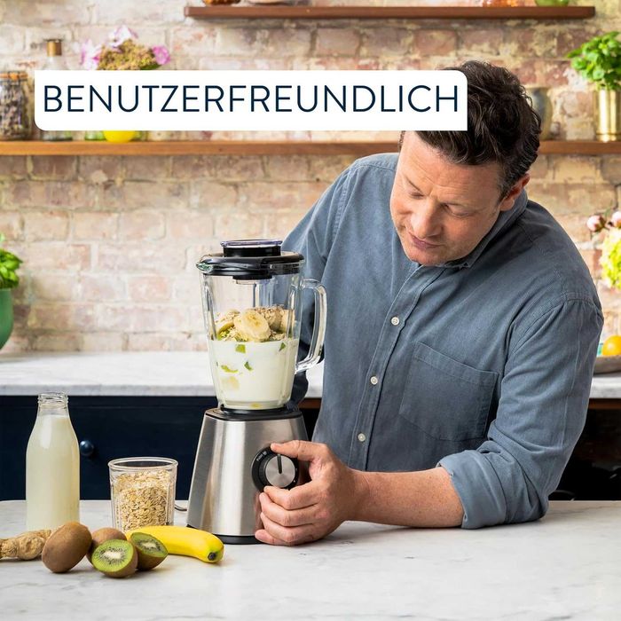 Нов Мощен Пасатор Jamie Oliver by Tefal BL43J810, 1.25 л, Неръждаема Стомана, Стъклена Кана