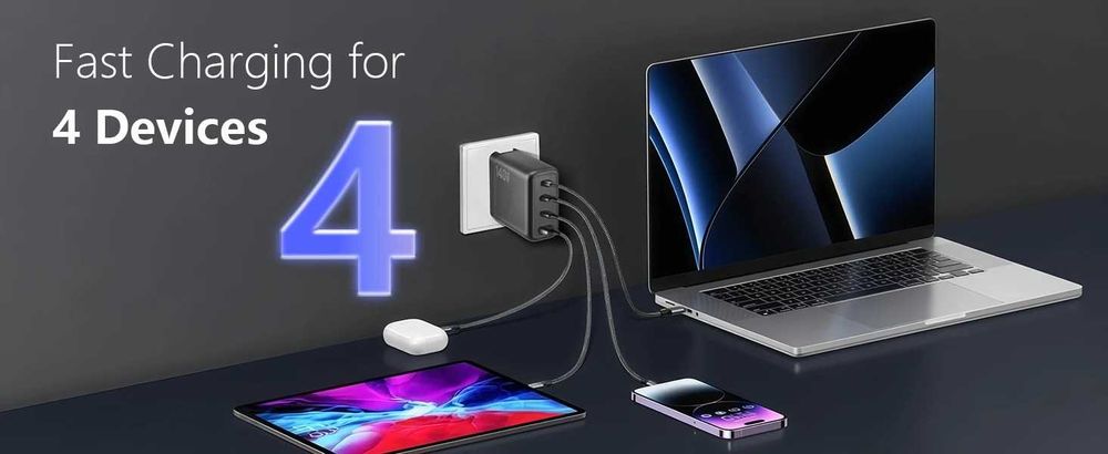 140W GaN PD 3.1 Ултра Бързо Зарядно за Смартфони MacBook Pro и Лаптопи