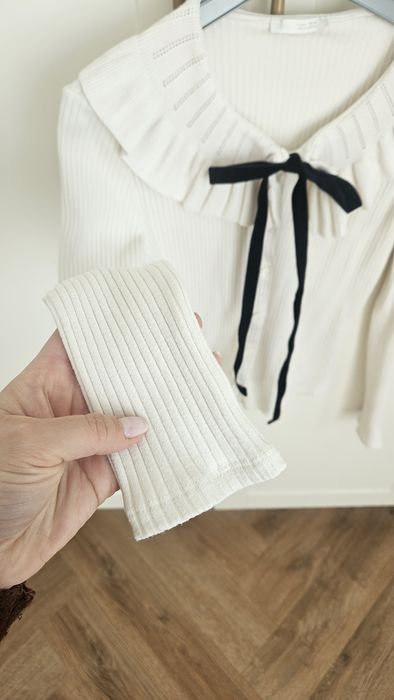 ZARA Рипсена блуза с панделка M-L