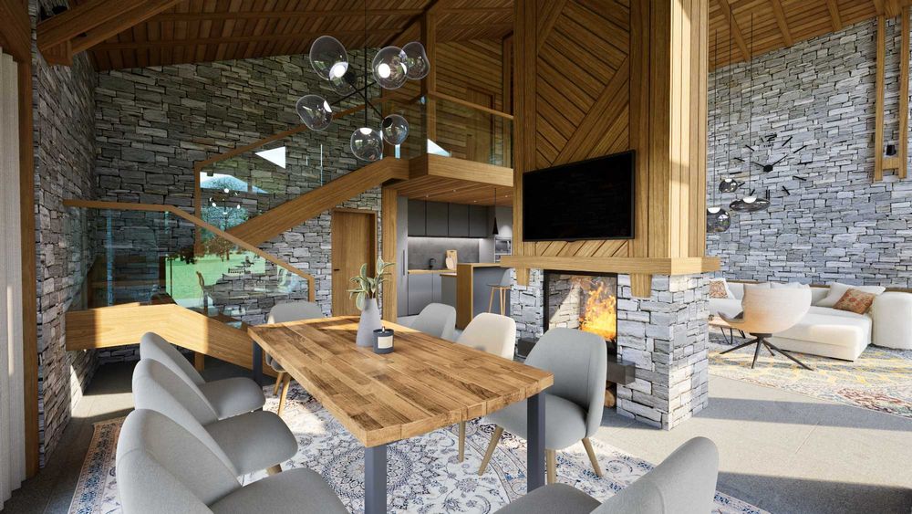 Еднофамилна къща с пет спални в алпийски стил между Банско и Разлог