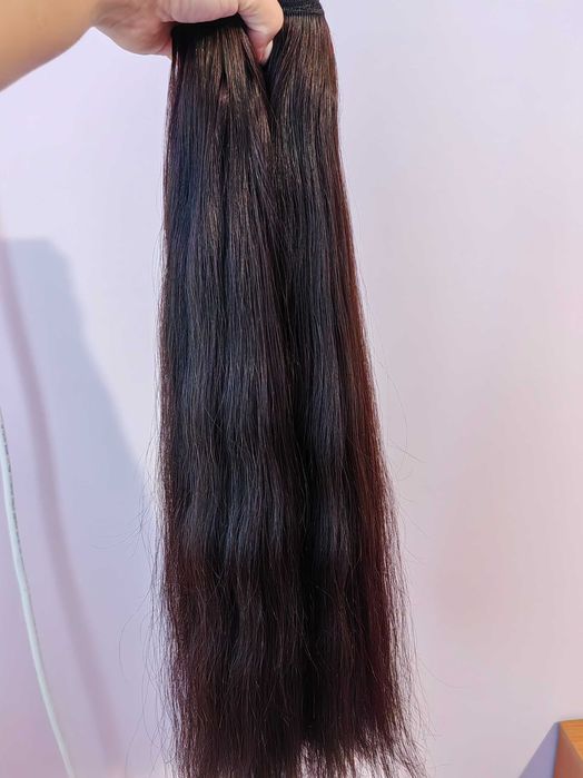 Естествена виетнамска коса на треса 150гр 55см тъмно кестеняво