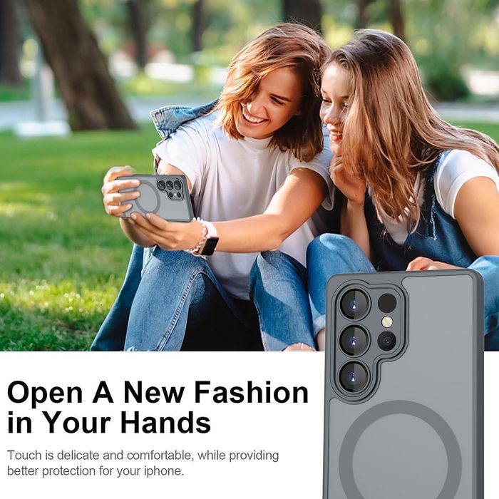 Матов magsafe кейс за samsung galaxy s26 ultra - титаниево сив - със з