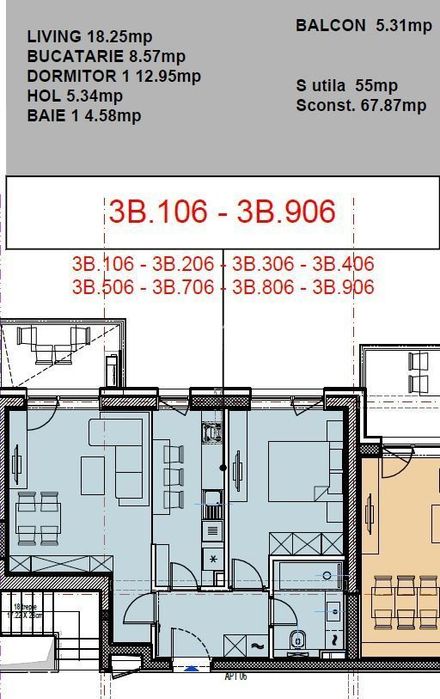 | 2 camere | Nusco City | Design Interior INCLUS |