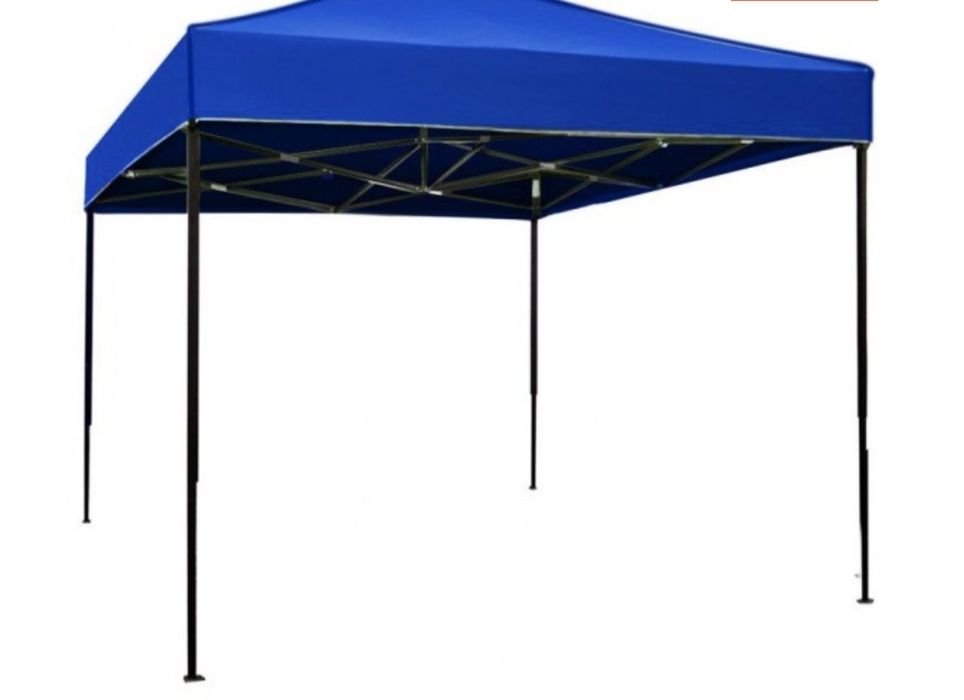 Cort Pavilion 3x3m Albastru Pliabil Cadru Metal pentru Curte, Gradina,