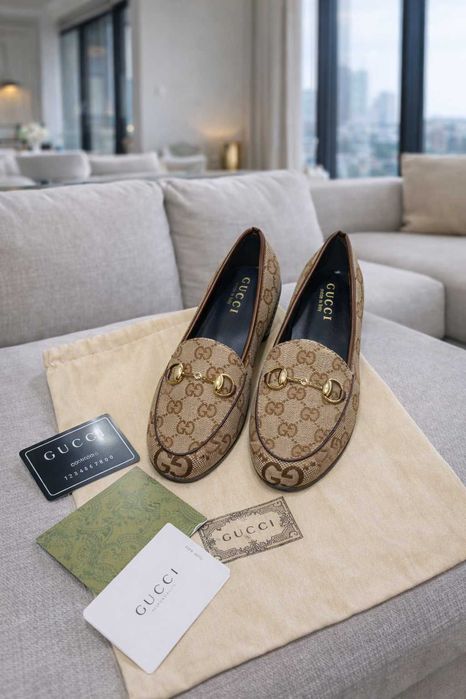 гучи gucci обувки равни мокасини еспадрили пантофки бежови кафяви топ