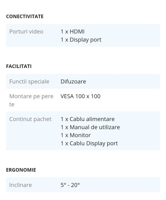 Vand monitor Acer 24 inch
