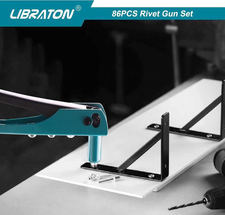 Ръчна нитачка Libraton + 80 нита и 4 свредла – професионален комплект