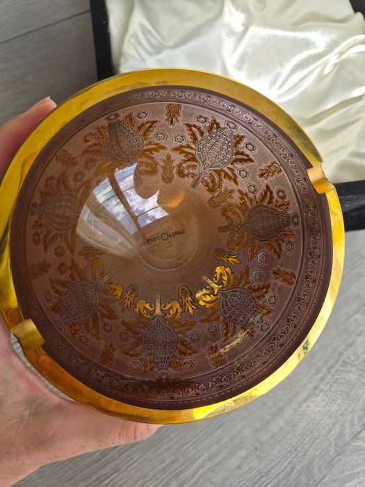 Scrumieră lux Decorium Aur 24K , cutie catifea