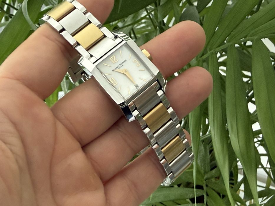 Ceas Baume Mercier Diamant Tank aur masiv 18k dama schimb cu cartier omega breitling