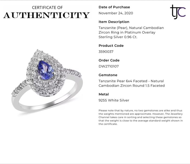 Inel cu tanzanit natural & zircon – argint 925