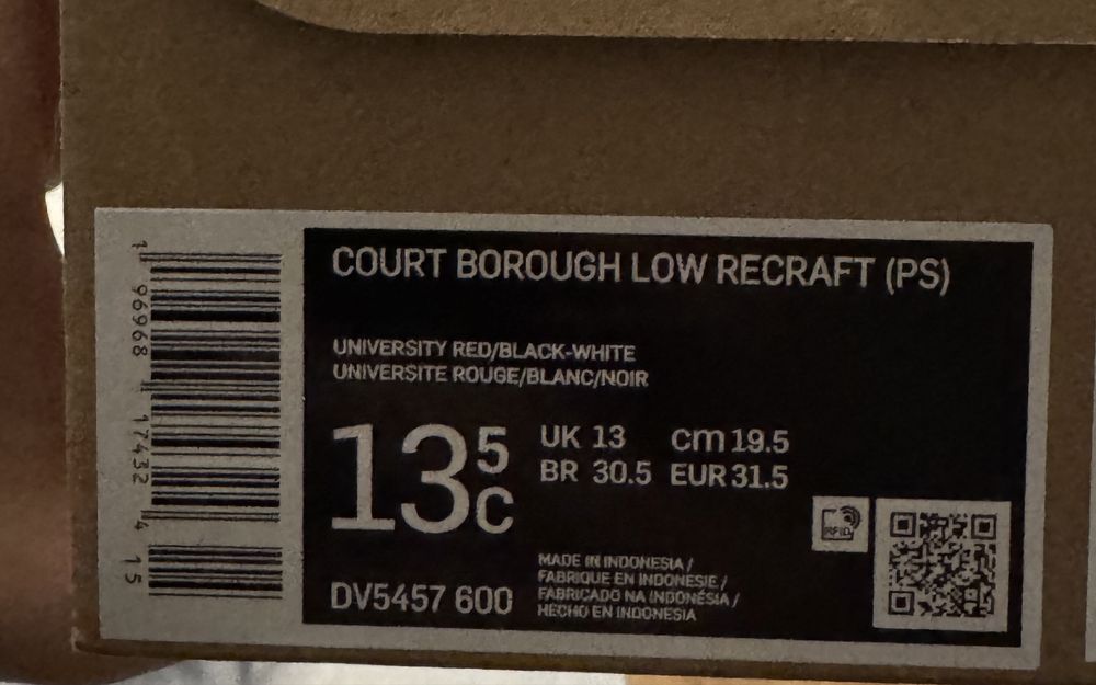 Nike COURT BOROUGH LOW RECRAFT червени 31.5номер