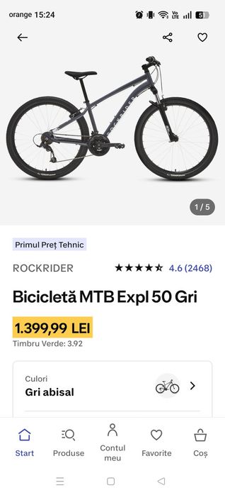 ROCKRIDER - Bicicletă MTB Expl 50 Gri | Decathlon