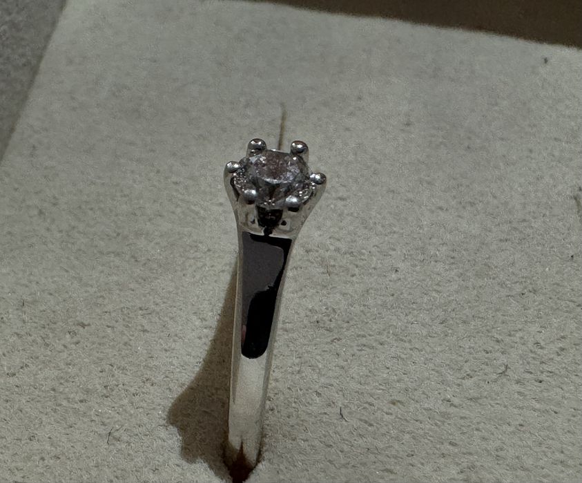 Inel logodna TEILOR aur alb 18k, cu diamant natural 0.202 ct - certificat