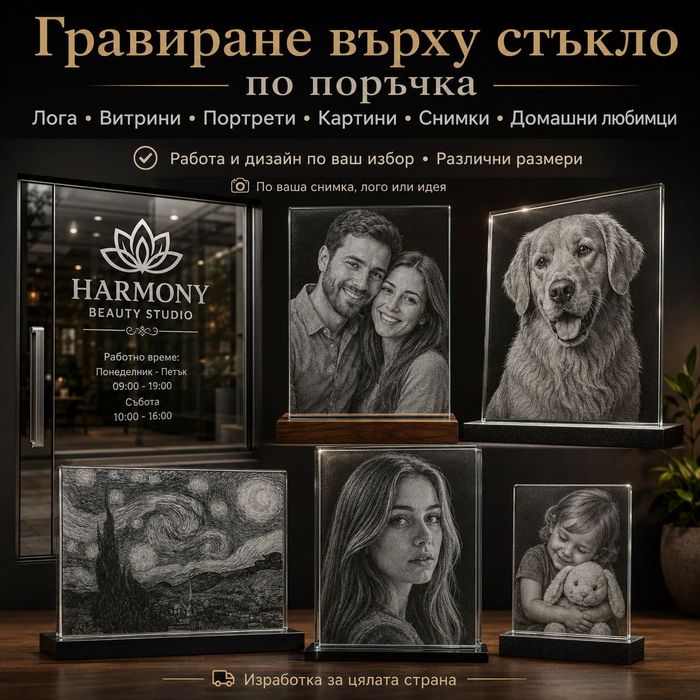 Персонализирано гравиране върху стъкло – снимки, картини и лога