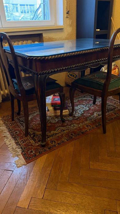 Masa extensibila lemn masiv cu geam de sticla cristal