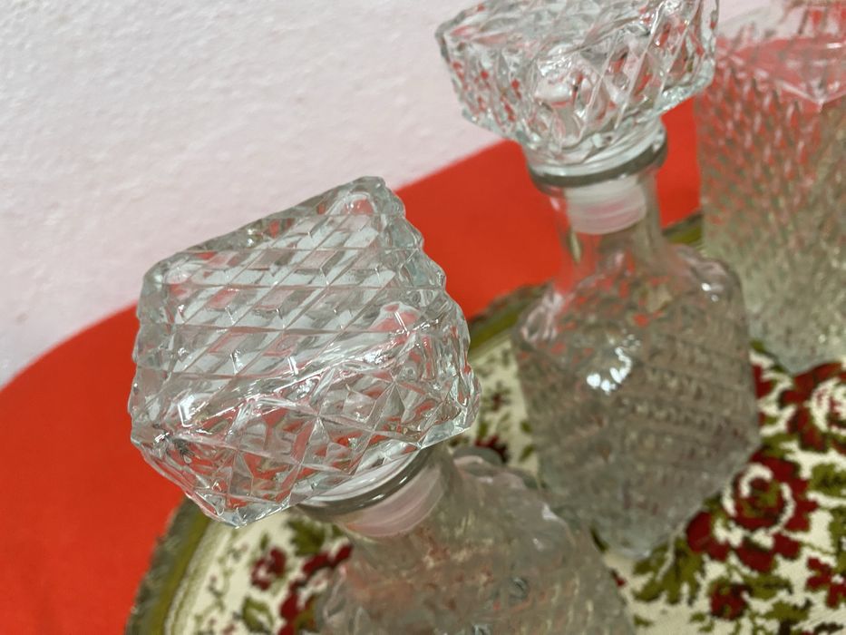 Немски кристал 1950те години бутилки с тапа Германия винтидж