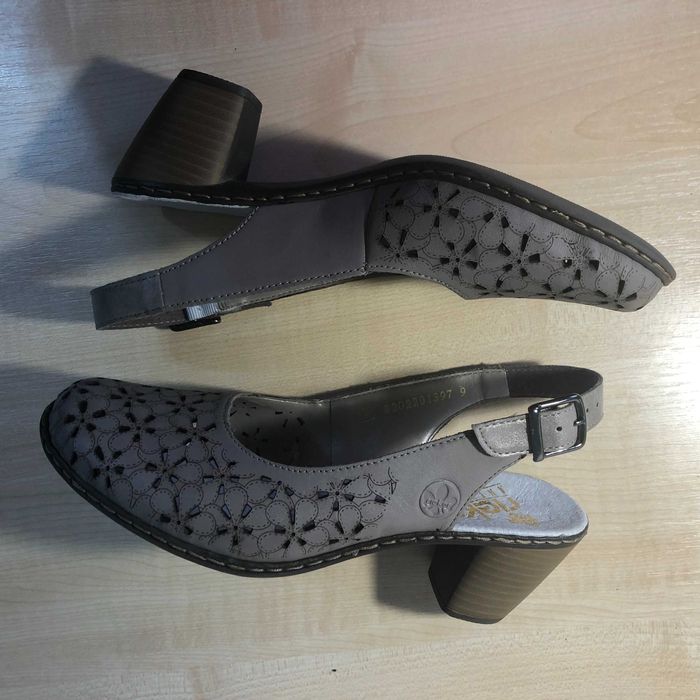 Sandale dama, Rieker, piele naturală, bej, noi + Livrare Gratis!