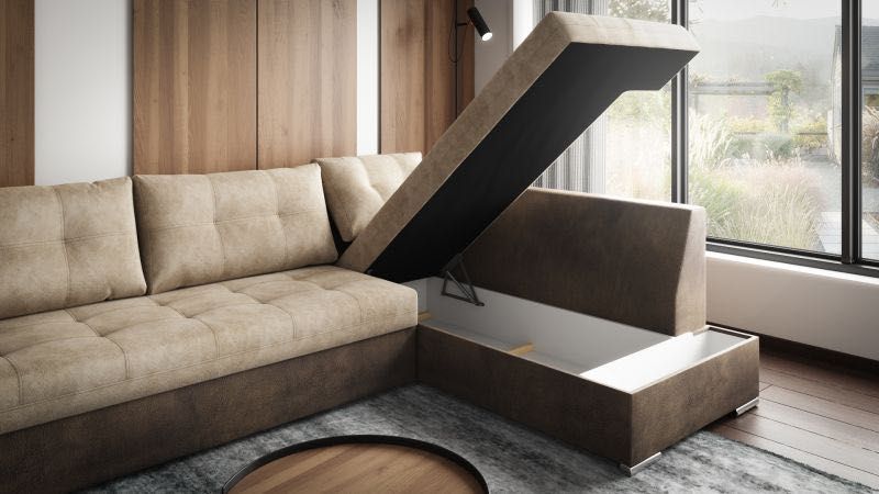 Ъглов Диван Като Нов Бежов/Кафяв - Еволюшън