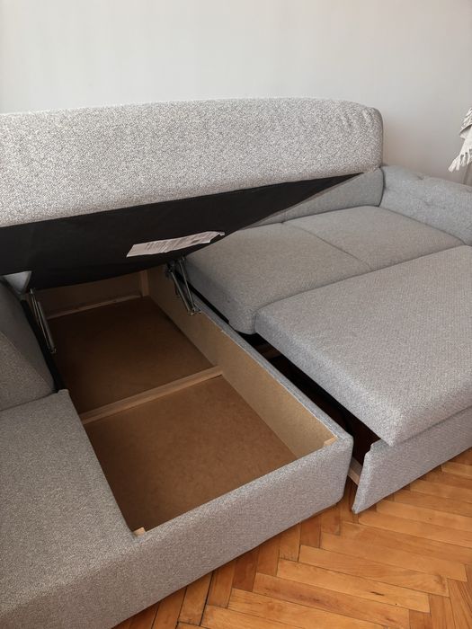 Colțar living extensibil Albania – gri deschis, stare foarte bună