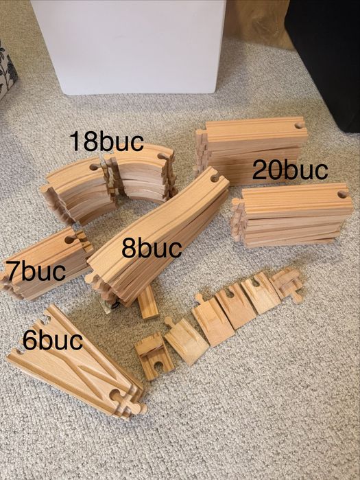 Seuri șine din lemn (peste 150 piese) – mix piese