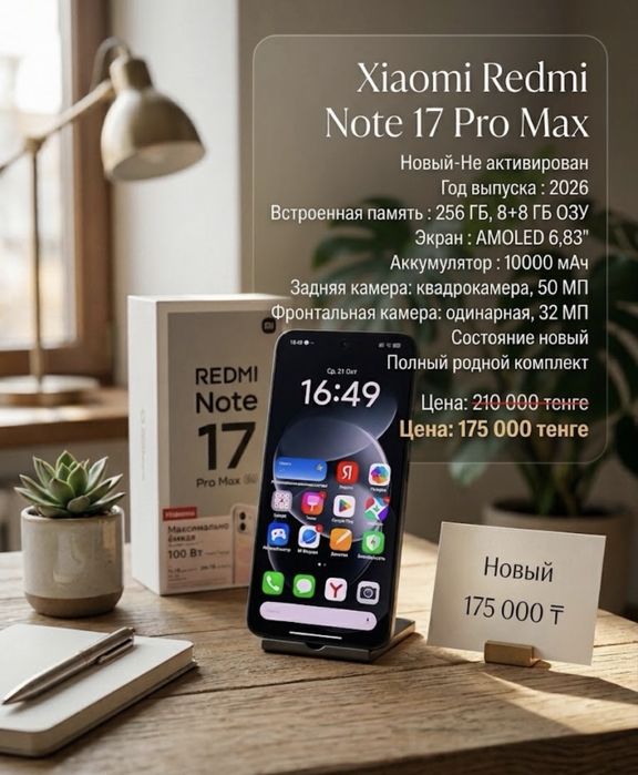 Xiaomi Redmi Note 17 Pro Max-256 gb. Новый!