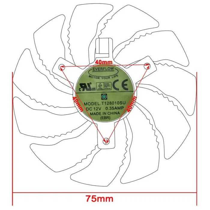 Вентилатор за видео карта GIGABYTE AORUS T128010SU GTX 1080 1070 Ti G1