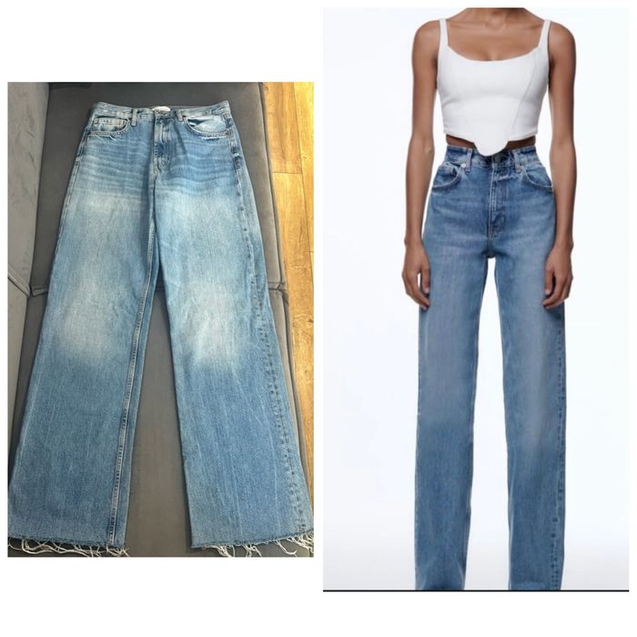 Джинсы Zara женские 40 размер синие зара широкие