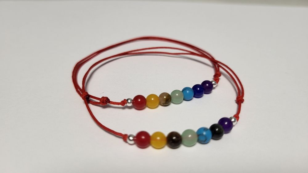 Гривна 7-те чакри със сребърни топчета